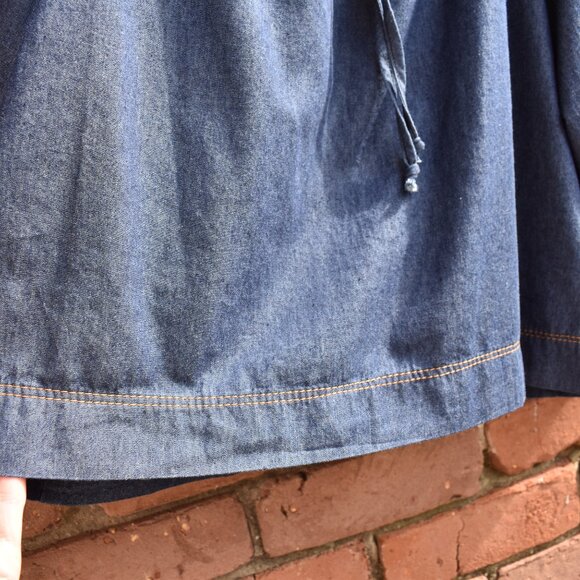 Karen Kane Contrast Stitch Denim Peasant Blouse Size L - Picture 5 of 11